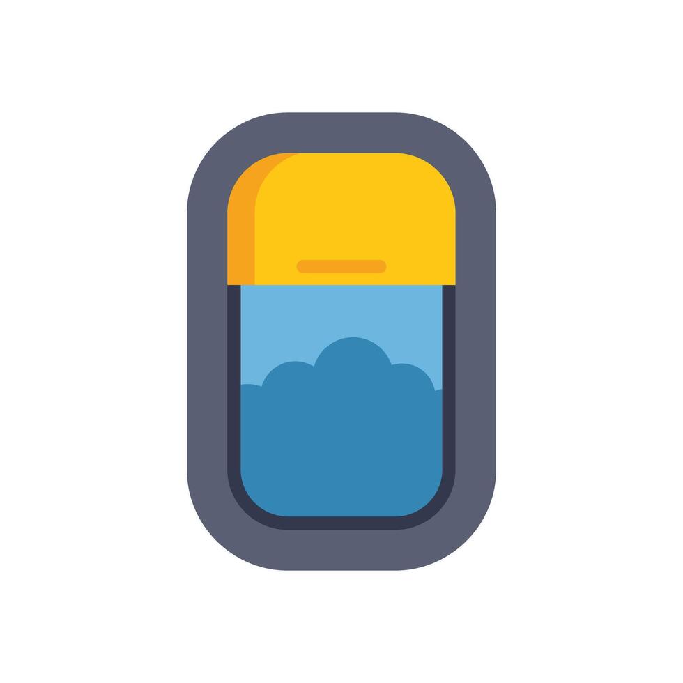 Airplane window showing clouds from passenger seat vector