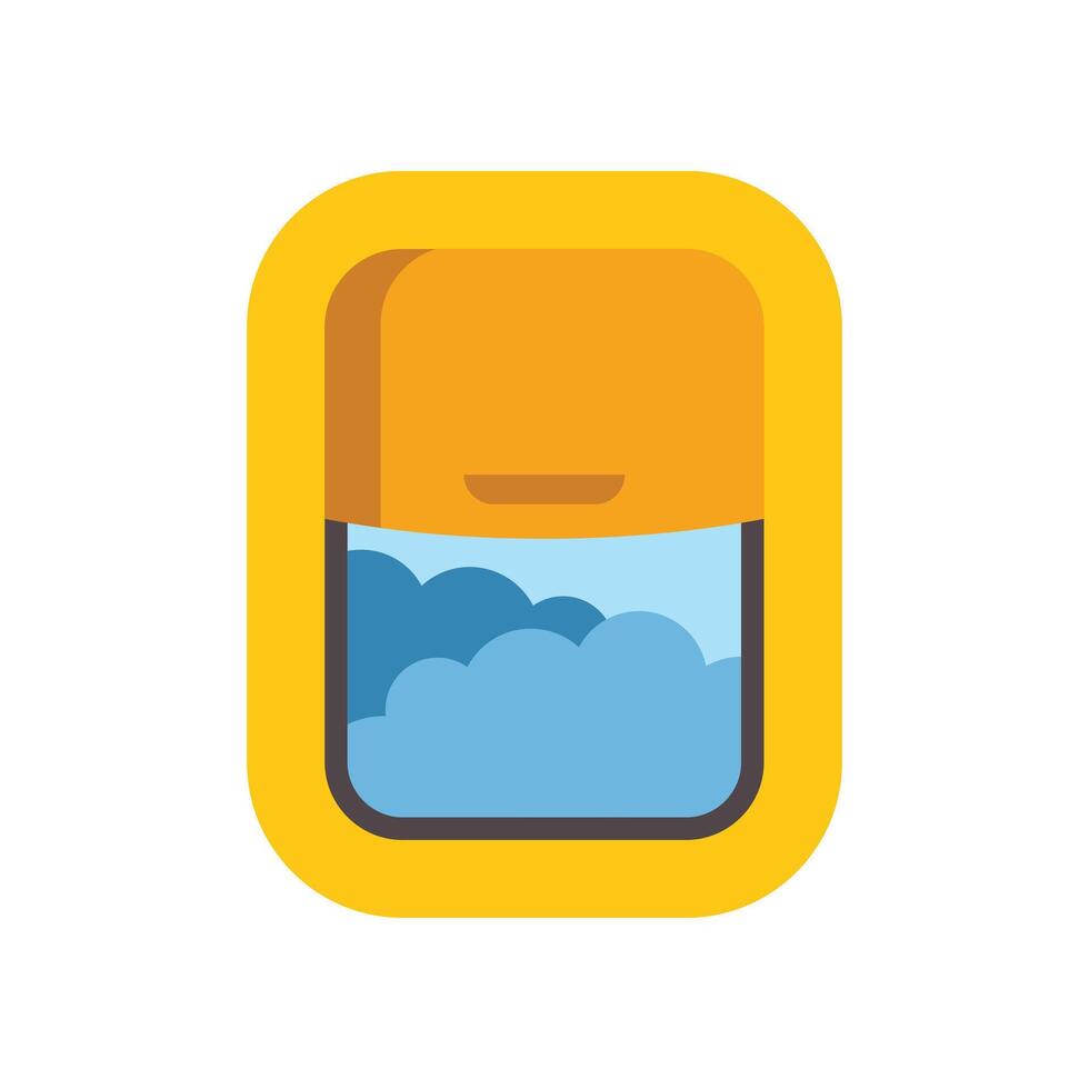 Airplane window showing blue sky with clouds vector