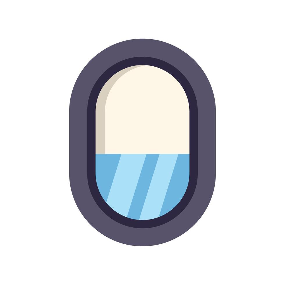 Airplane window showing blue sky over ocean from passenger seat vector