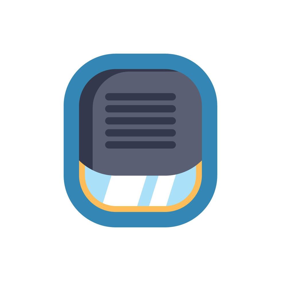 Closed airplane window with lowered shade reflecting light vector