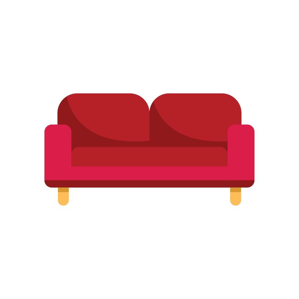 Red sofa comfortable couch furniture for living room interior design element vector