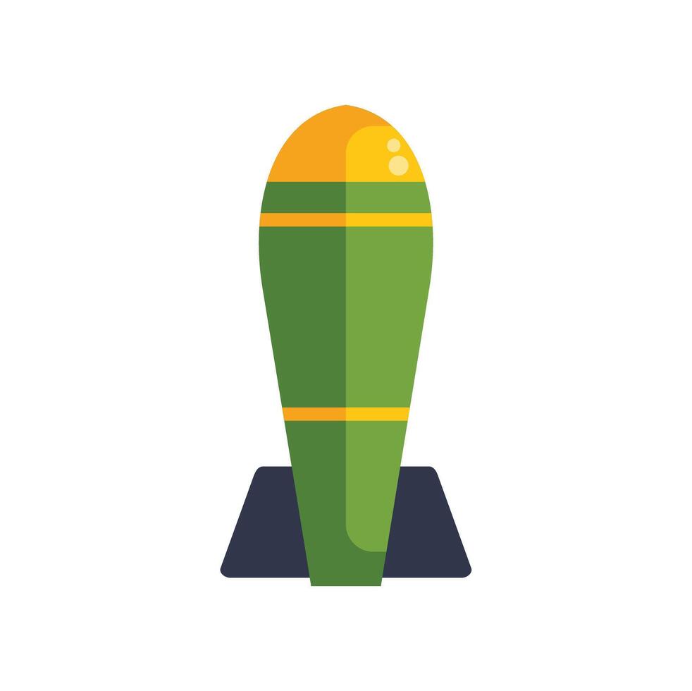 Big green atomic bomb standing on concrete base vector