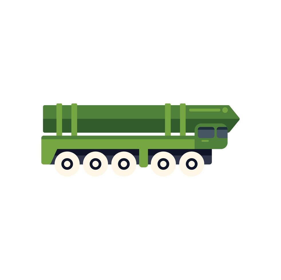 Military missile launcher truck transporting rocket weapon system vector