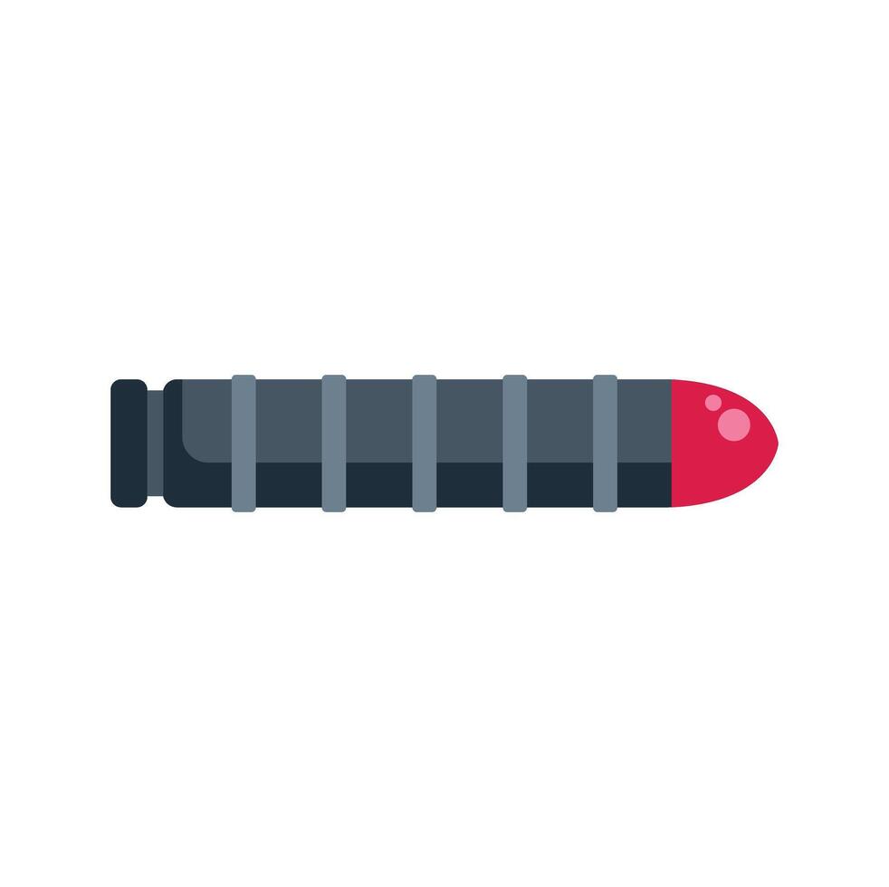 Bullet casing with red tip laying horizontally vector