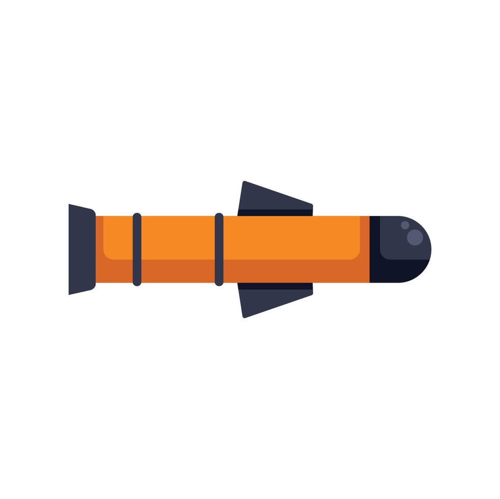 Orange rocket flying with black nose and fins vector