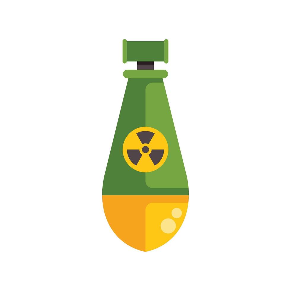 Green and yellow atomic bomb dropping presenting danger of nuclear war vector