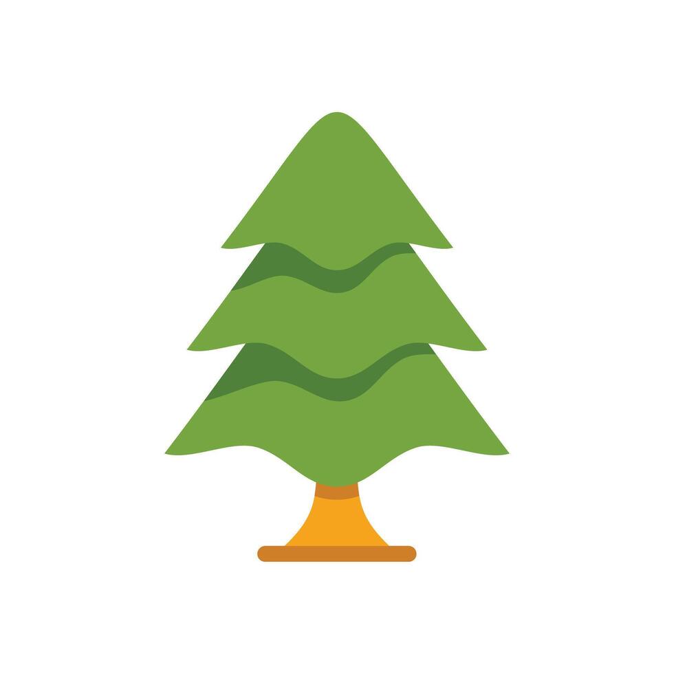Stylized green fir tree standing on white background vector
