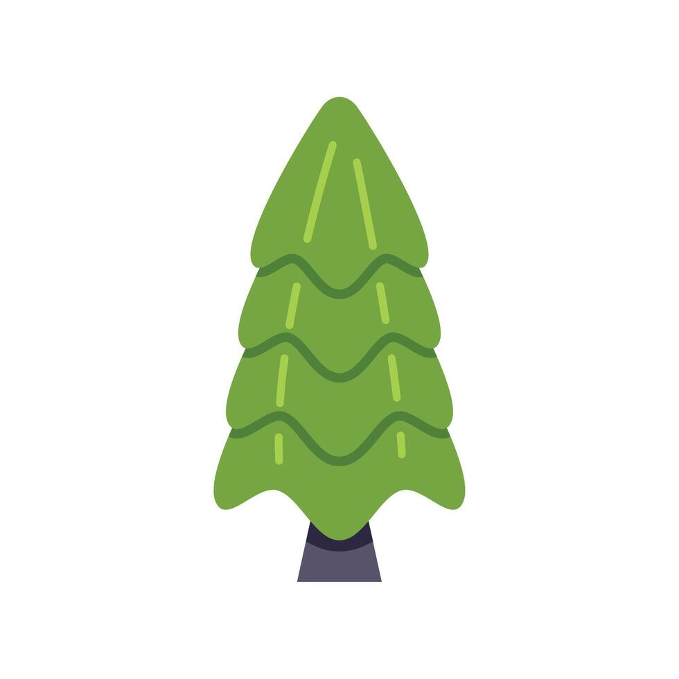 Stylized green coniferous tree standing tall on white background vector
