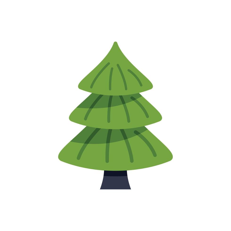 Green stylized christmas tree standing up straight vector