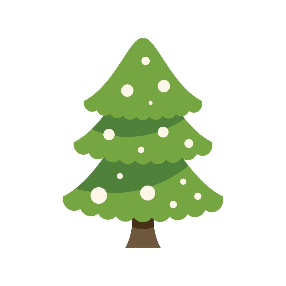 Green christmas tree covered with snowballs standing on white background vector