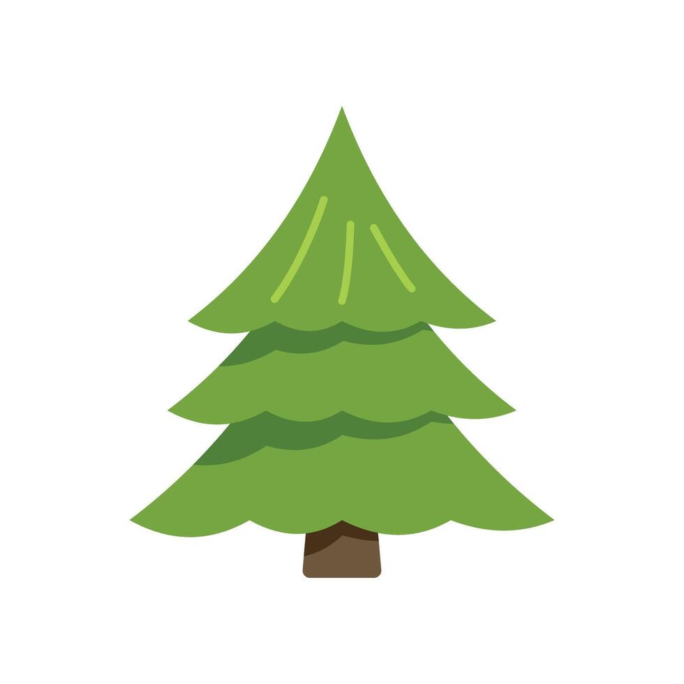 Simple green christmas tree standing up straight vector