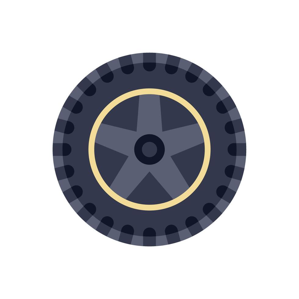 Black tire with rim showing four lug nuts isolated on white background vector