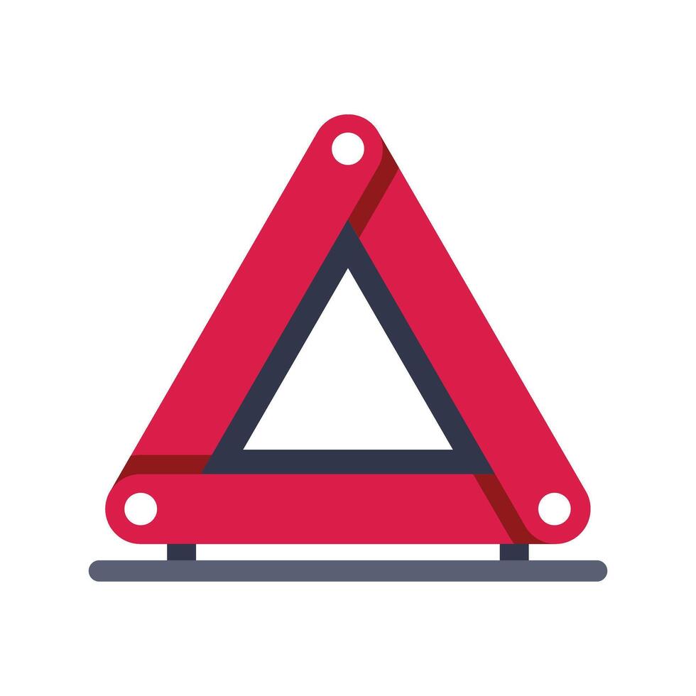 Red emergency warning triangle signalling a roadside breakdown or incident vector