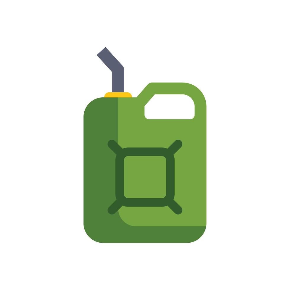 Green jerrycan storing fuel for combustion engine vector