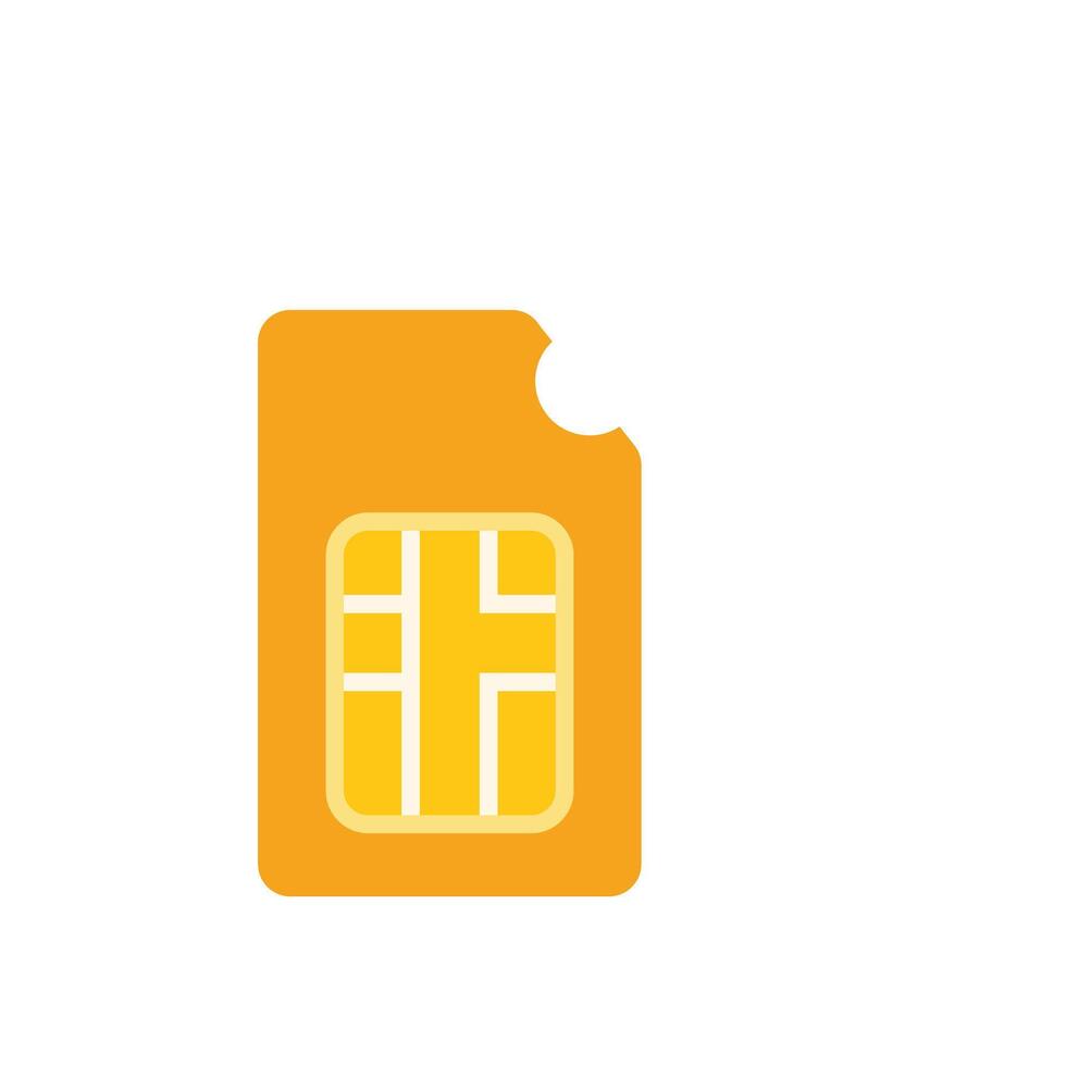 Orange sim card chip being inserted into mobile phone vector