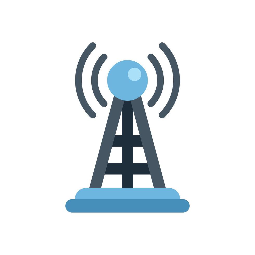 Radio tower transmitting signals icon design vector