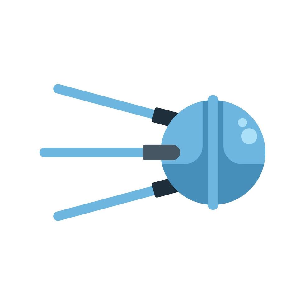 Blue space satellite orbiting around earth vector