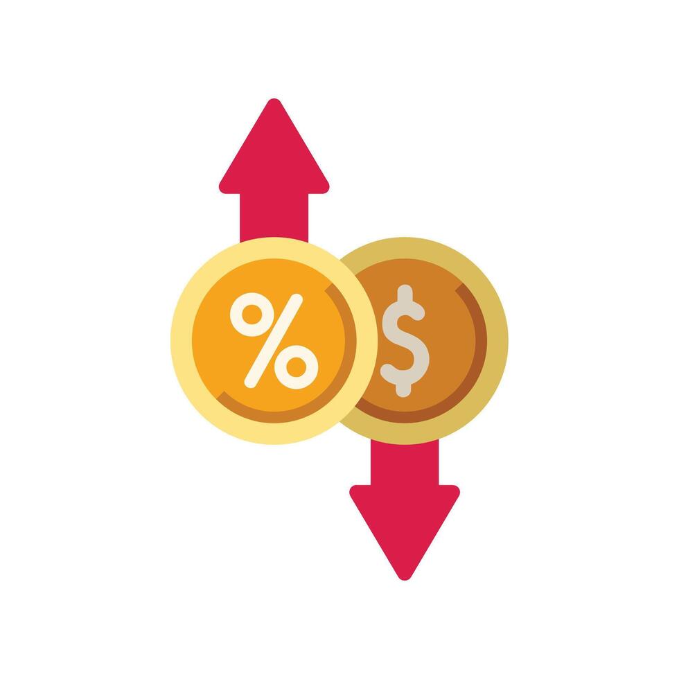 Interest rate increasing while currency value decreasing vector