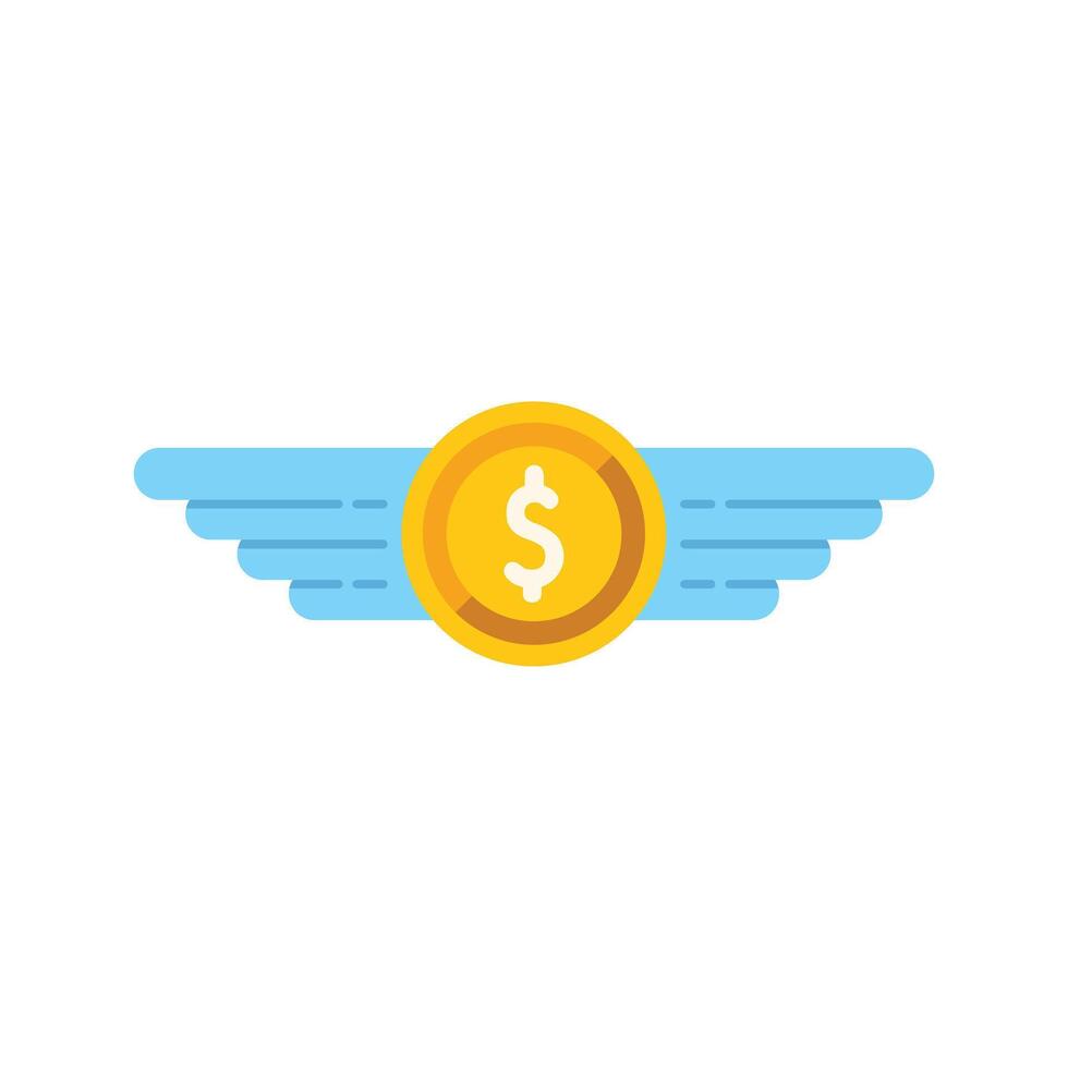 Golden coin with wings flying representing fast easy money transfer concept vector