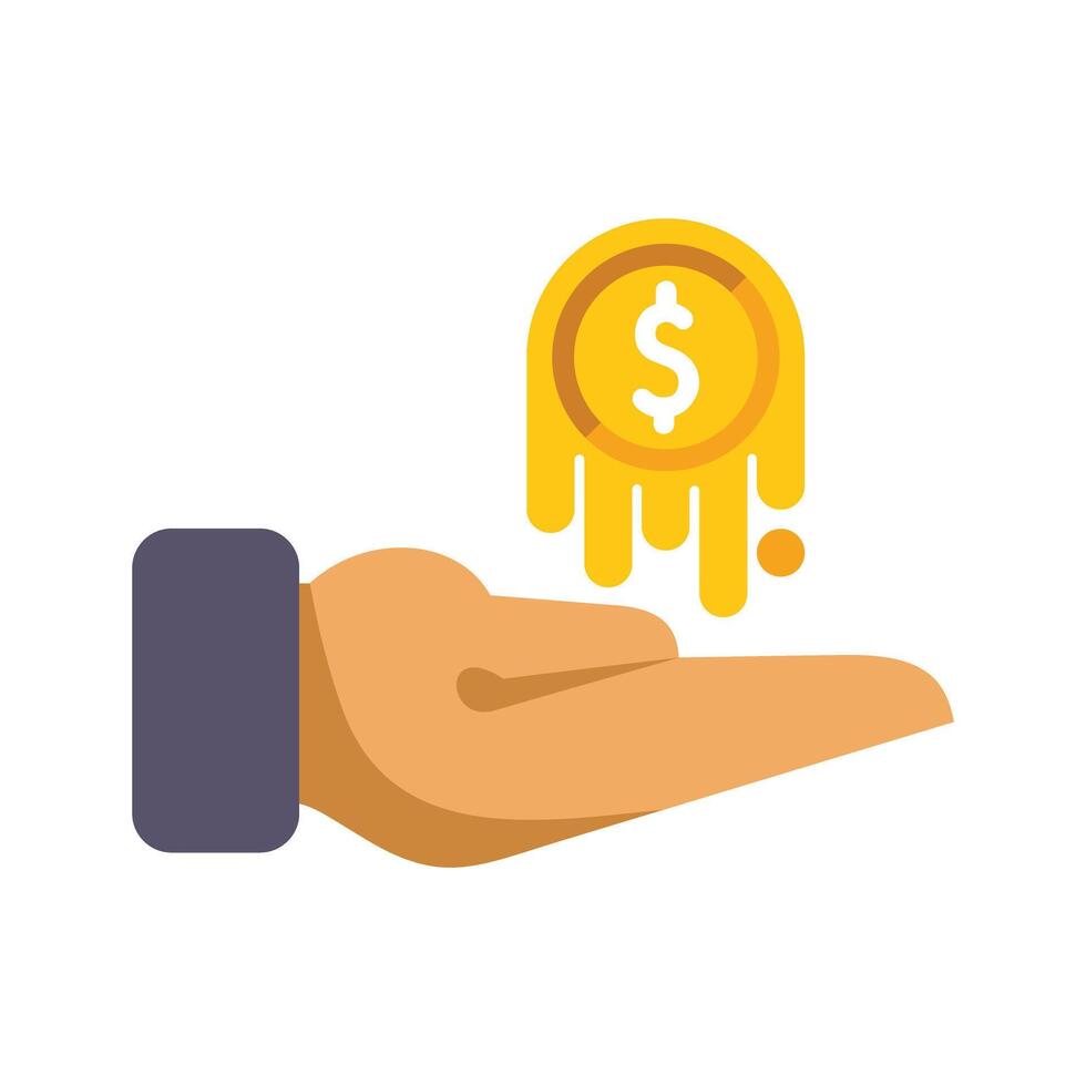 Businessman holding melting coin showing inflation concept vector