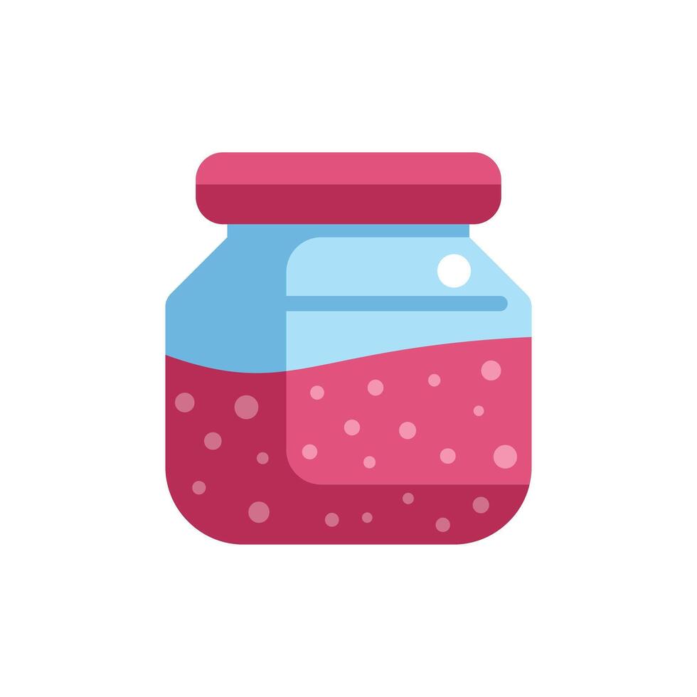 Glass jar filled with strawberry jam with bubbles inside vector