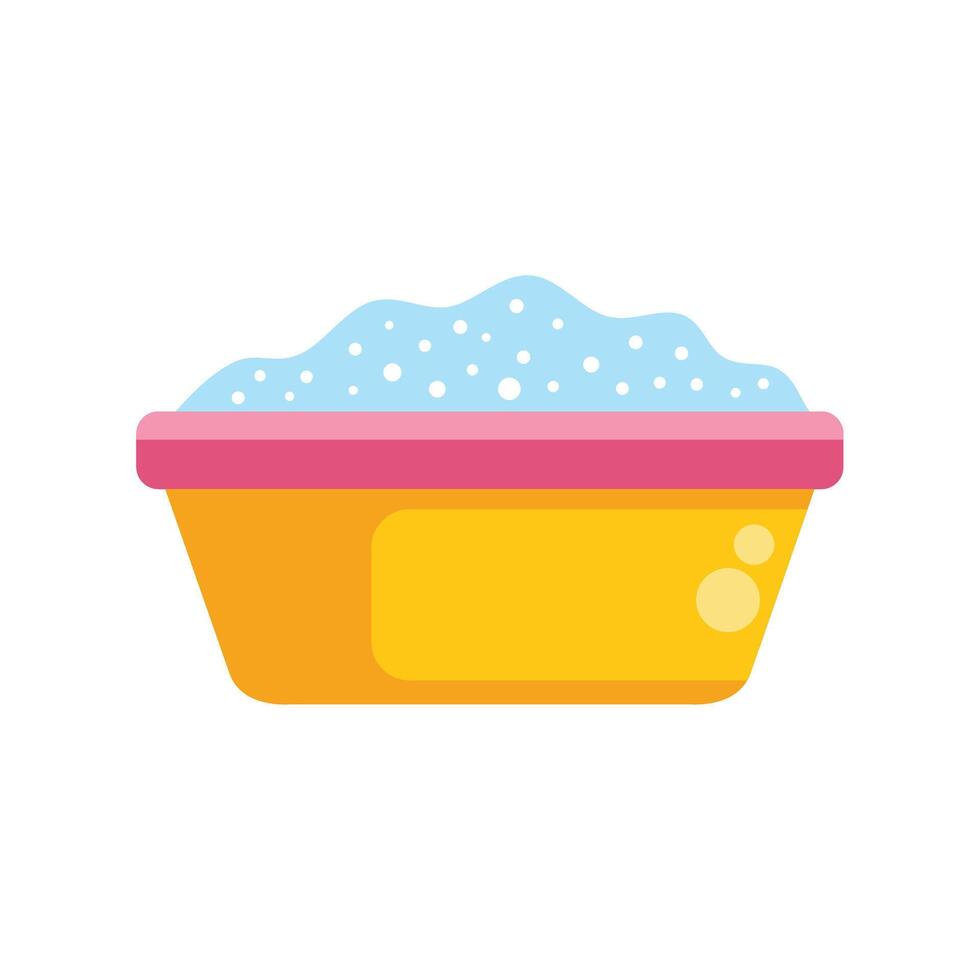 Yellow basin full of soapy water for laundry washing vector