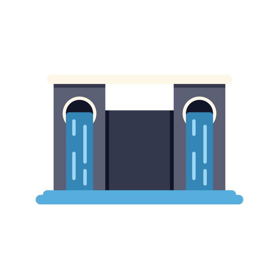 Hydroelectric power plant generating electricity from water flowing vector