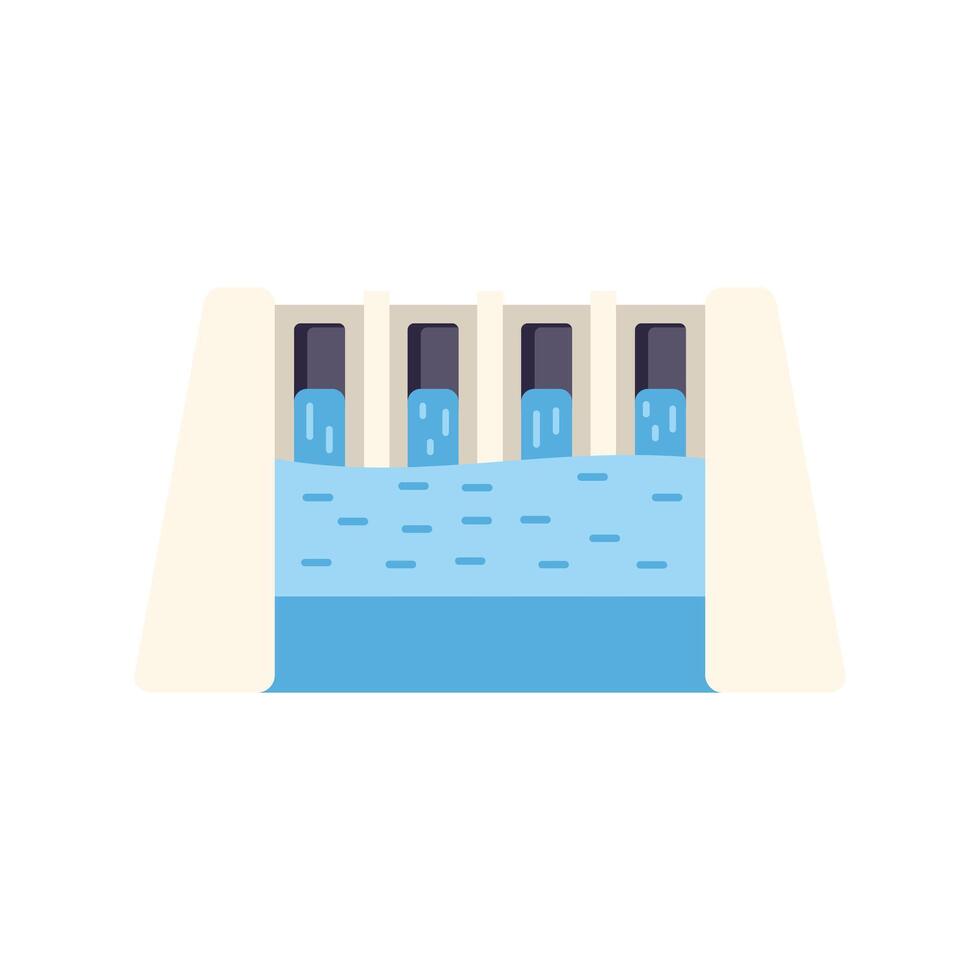 Hydroelectric power plant dam generating electricity from water vector