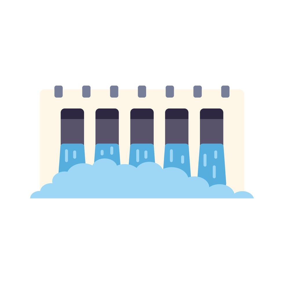 Hydroelectric power plant generating clean energy with water dam vector