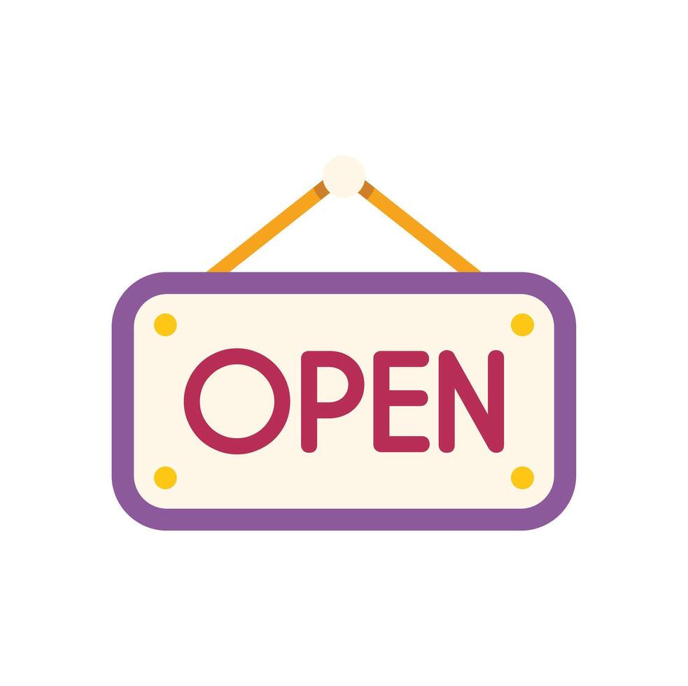 Hanging open sign indicating business is open for customers vector