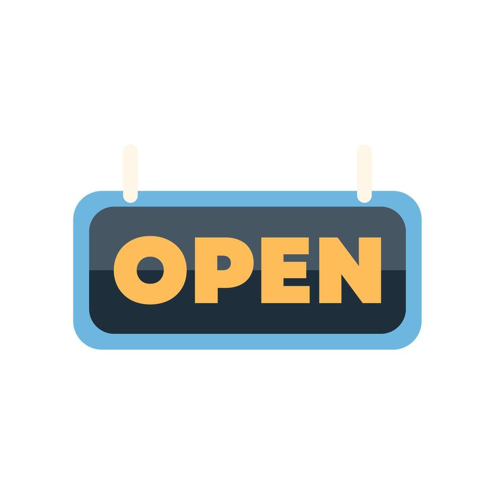 Hanging open sign showing business shop availability vector
