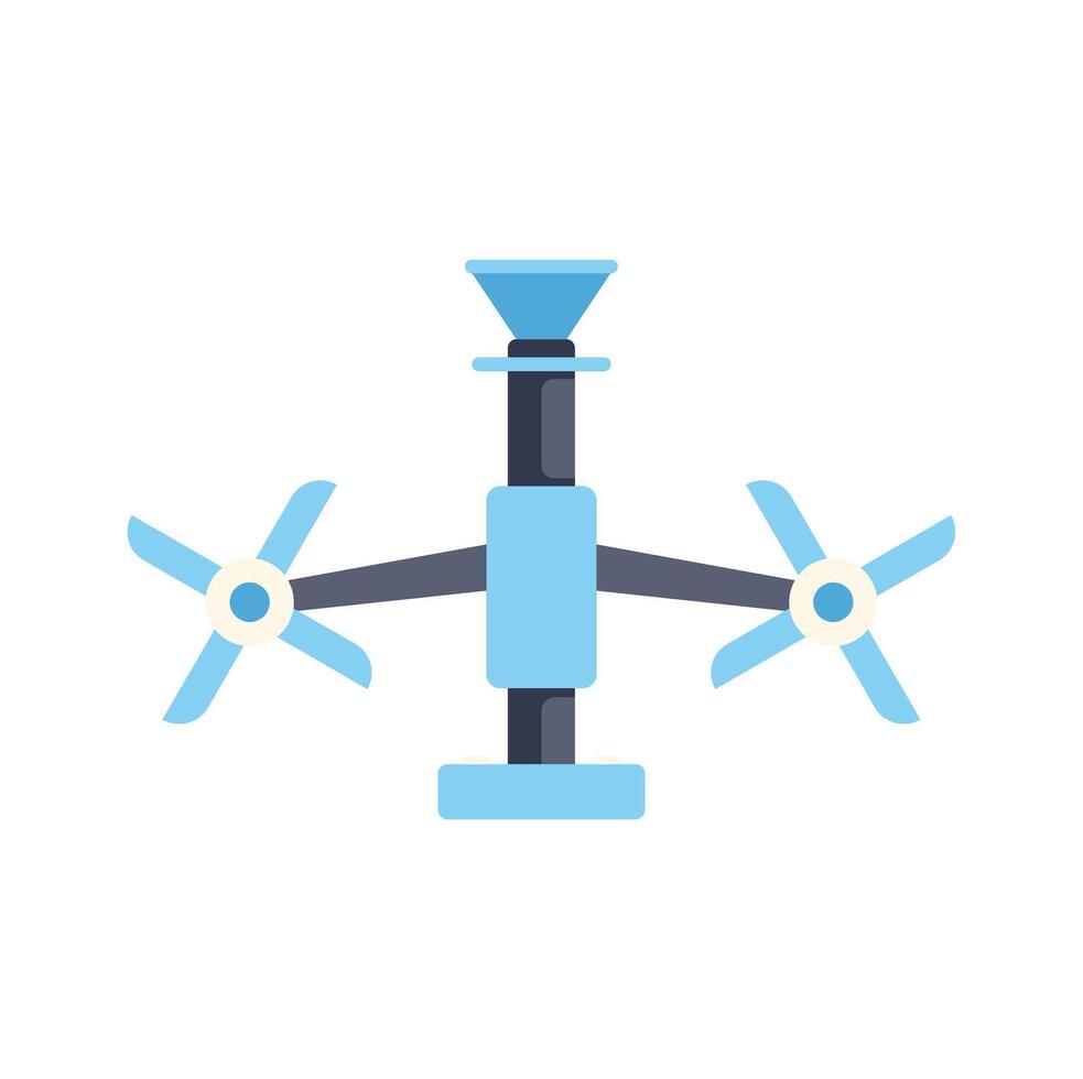 Modern double rotor drone delivering package with rotating blades vector