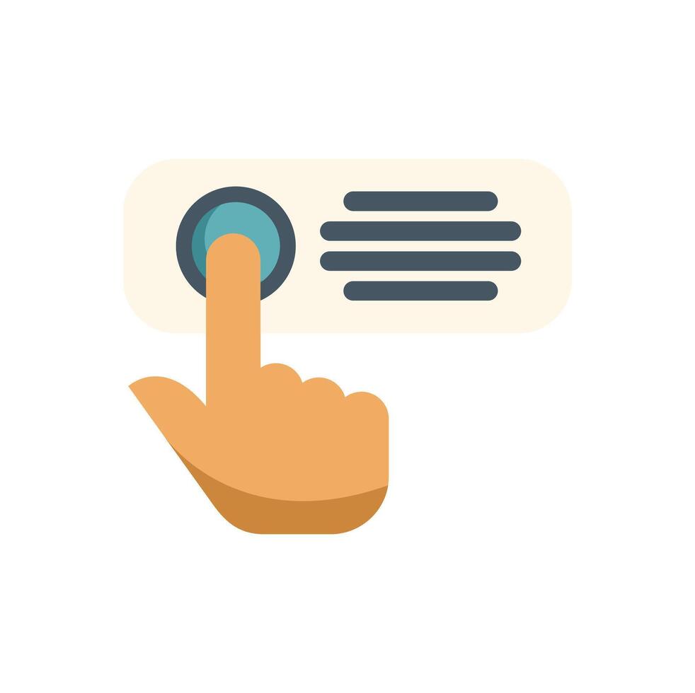 Hand pressing round button with finger icon vector