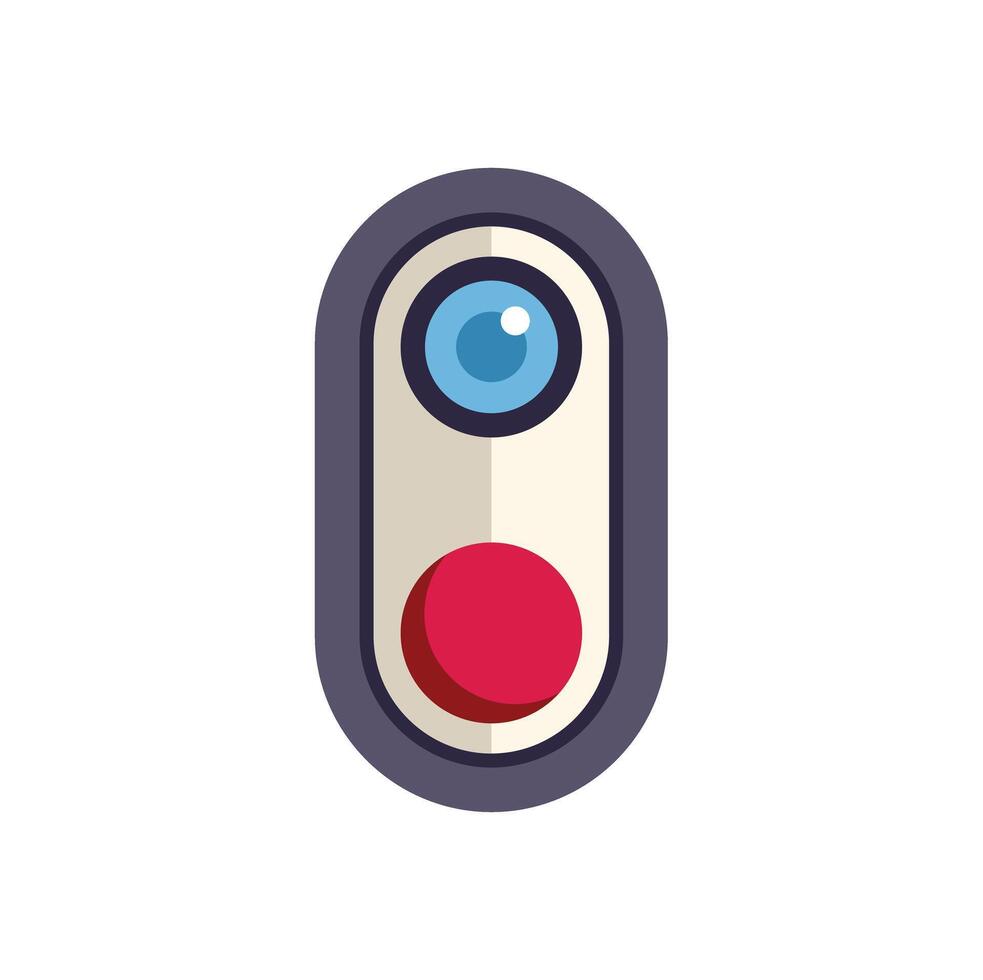 Modern security camera watching and recording with red button vector