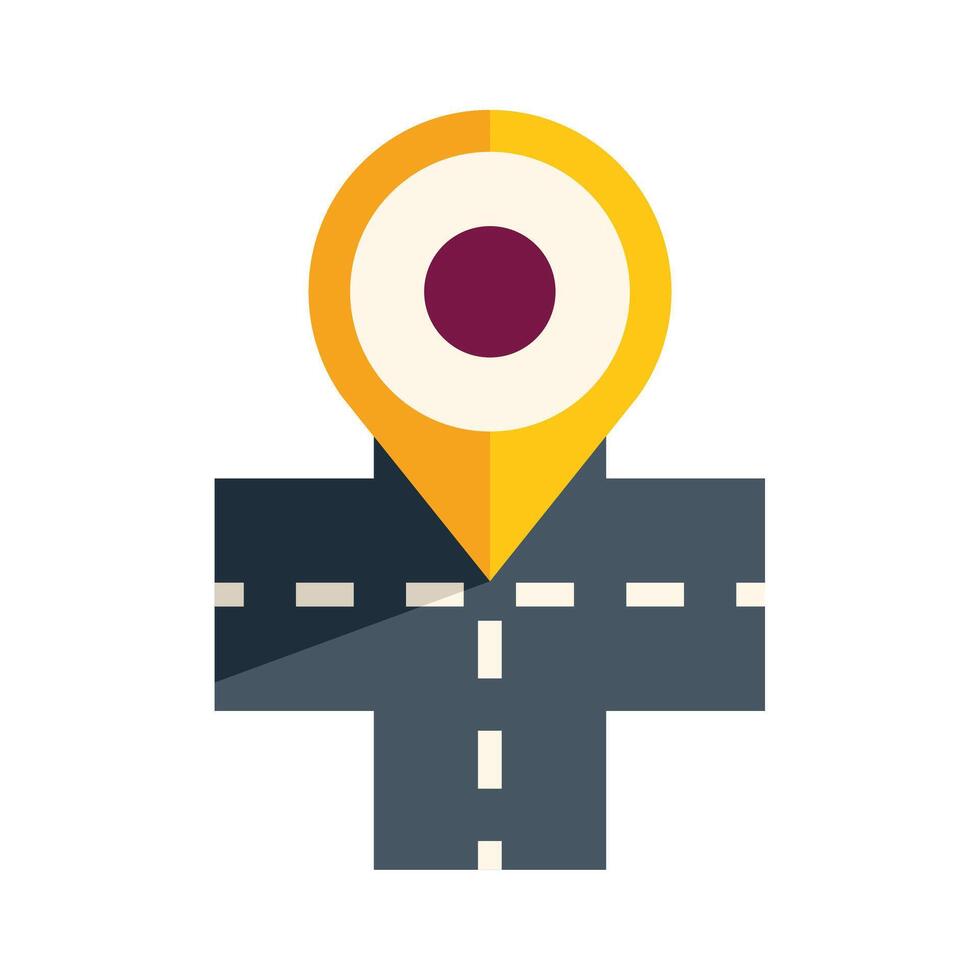 Location pin pointing intersection road destination vector