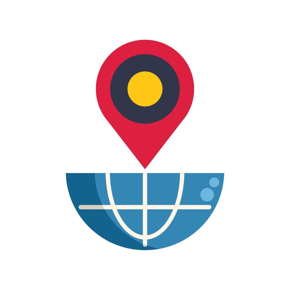 Red location pin pointing on a half earth globe vector