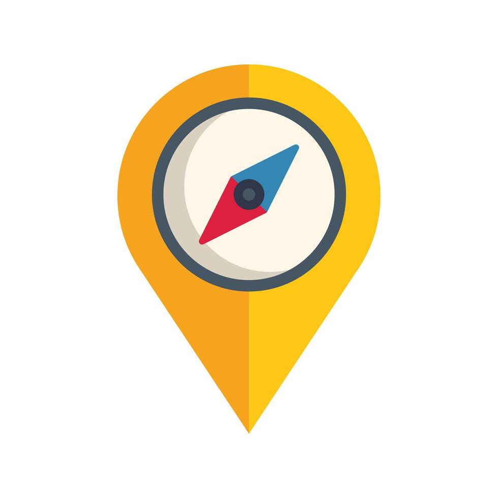 Location pin pointing north with compass icon inside vector