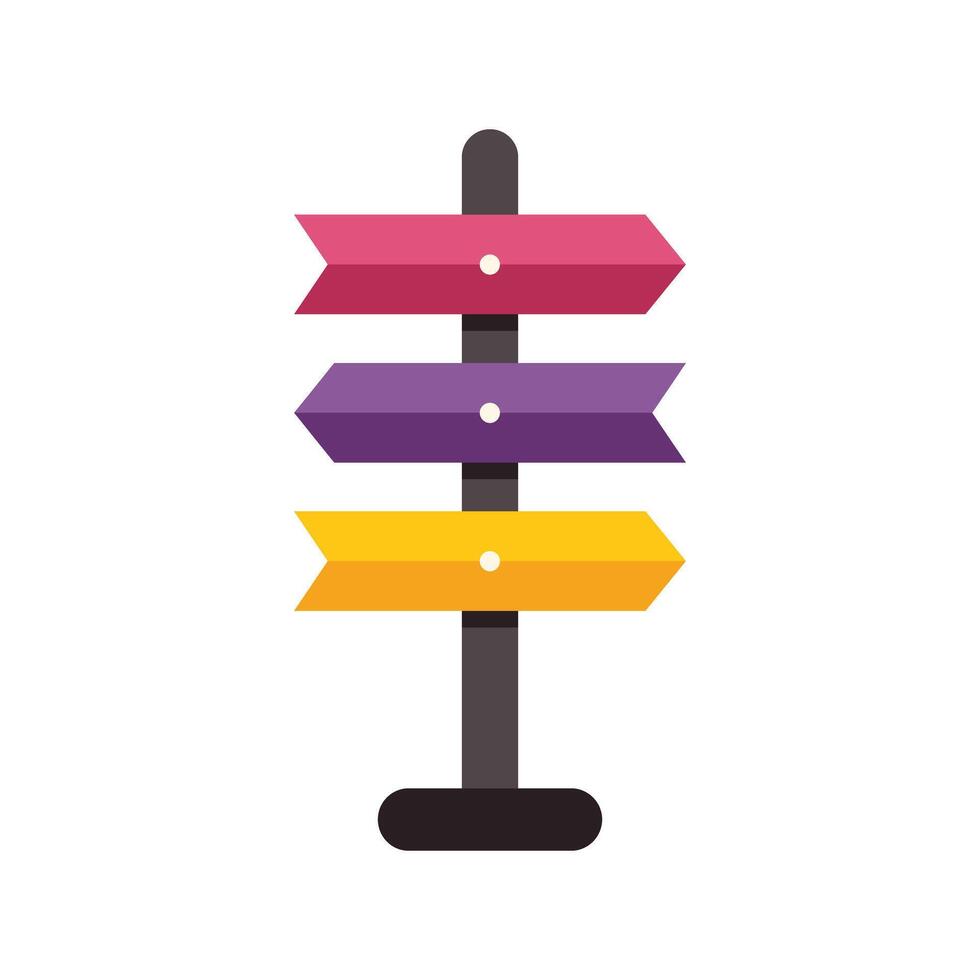Blank colorful directional signpost pointing in three directions vector