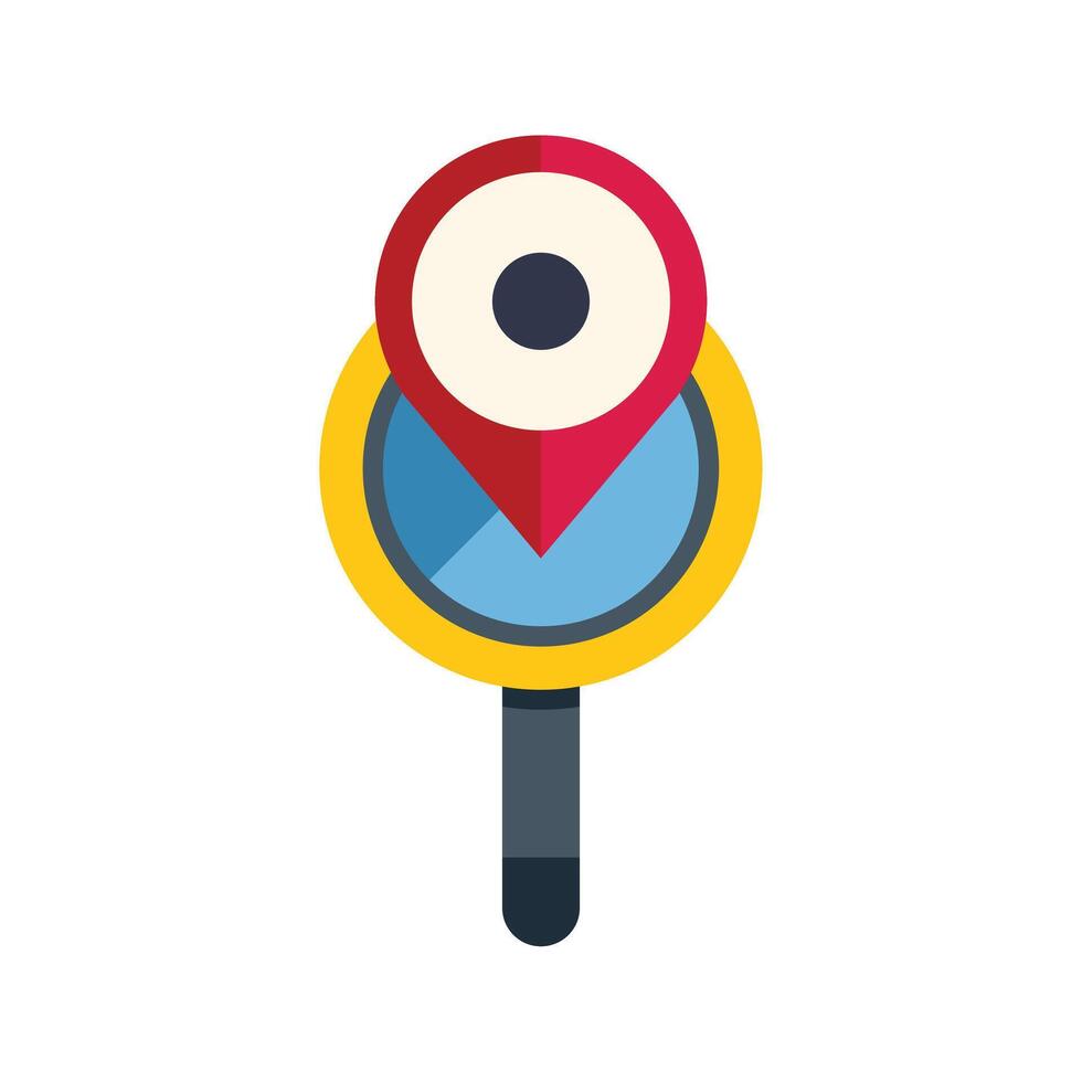 Magnifying glass pointing location with gps pin icon vector