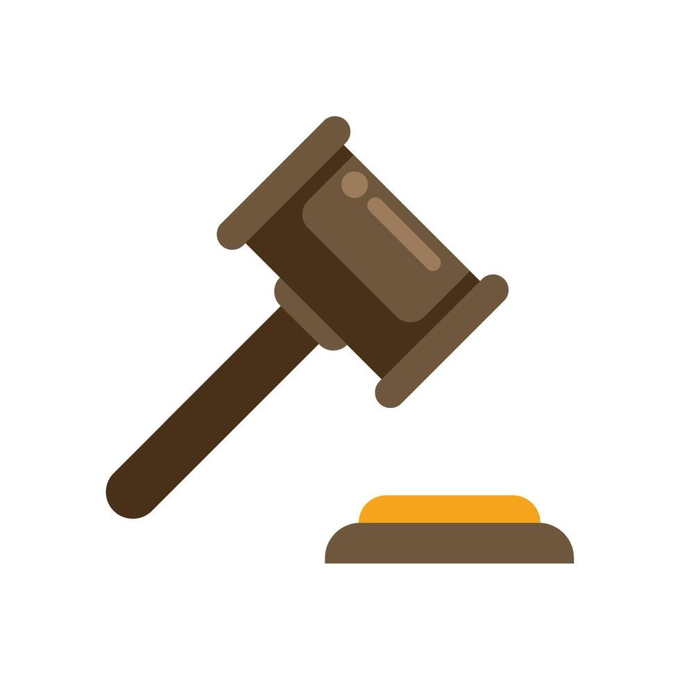 Brown gavel striking sound block for auction or law concept vector
