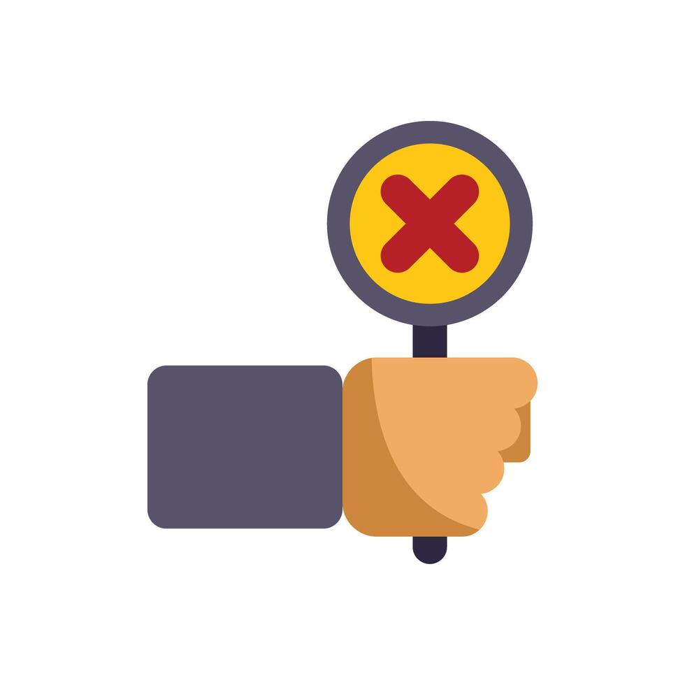Businessman holding a sign with a red cross on it vector