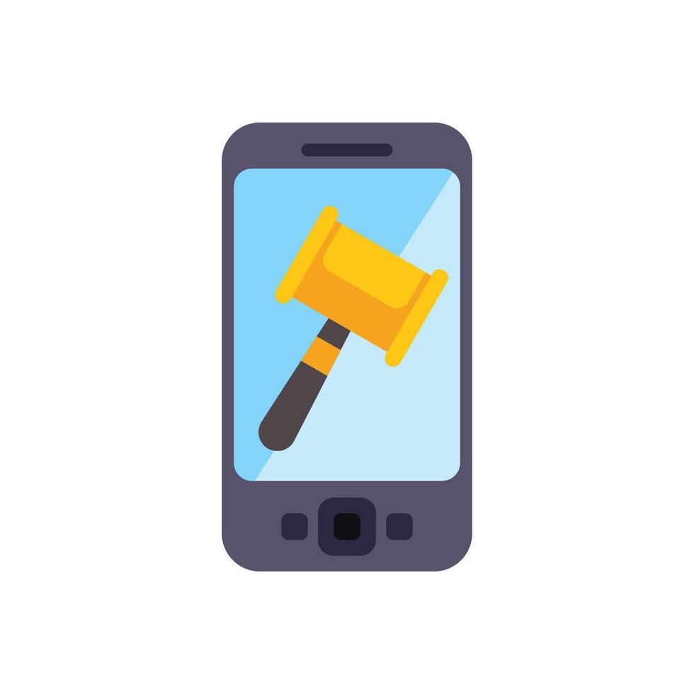Smartphone showing gavel for online auction or law concept vector