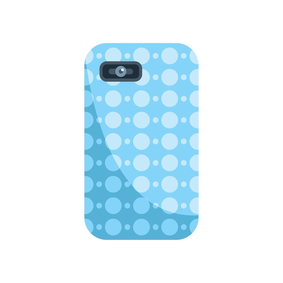 Blue smartphone case with white dots pattern showing camera lens vector