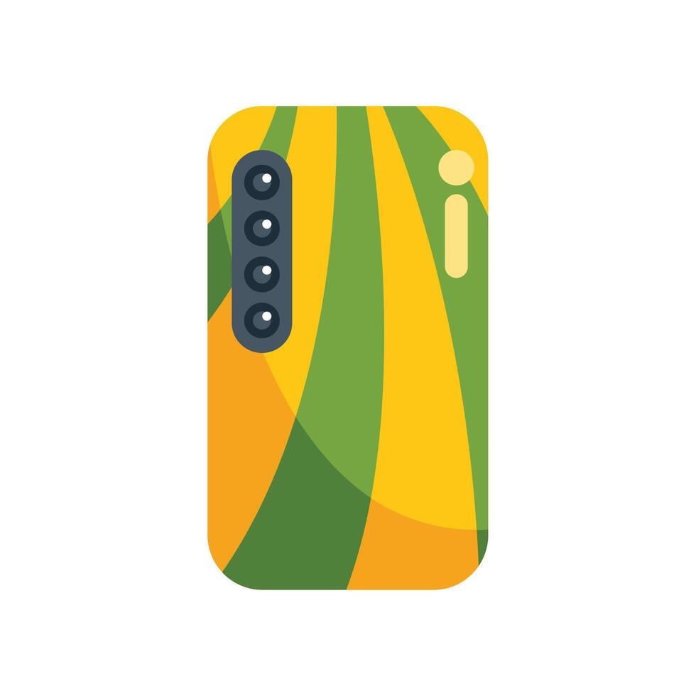 Smartphone showing green and yellow field pattern on back cover vector
