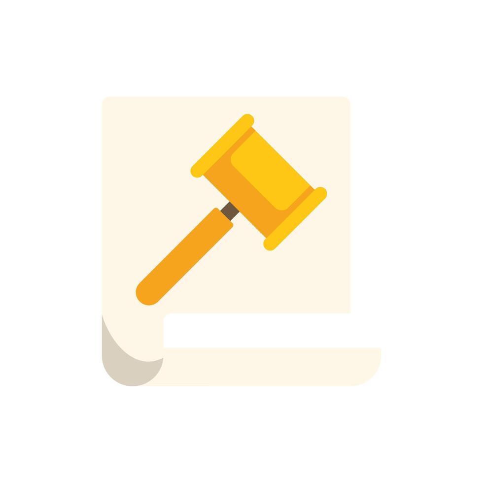 Judge gavel striking down delivering justice on document icon vector