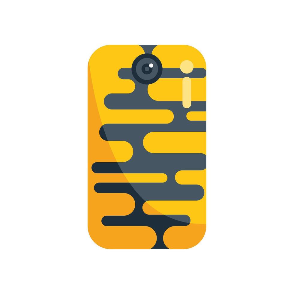 Yellow smartphone showing abstract zebra pattern design vector