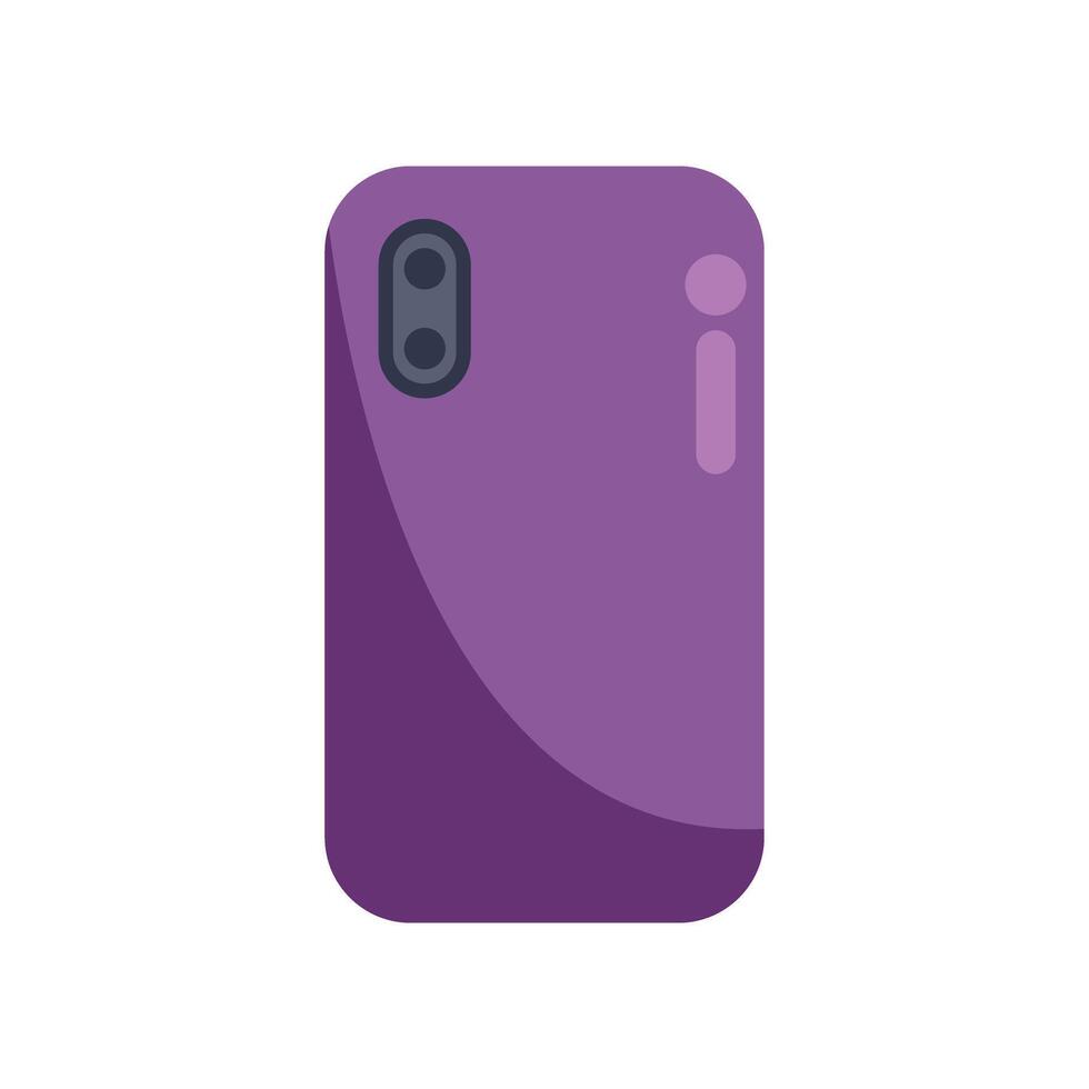 Back view of smartphone with double camera showing purple case design vector