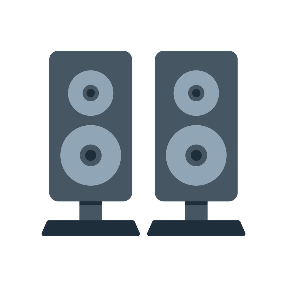 Pair of professional audio speakers standing on stands vector