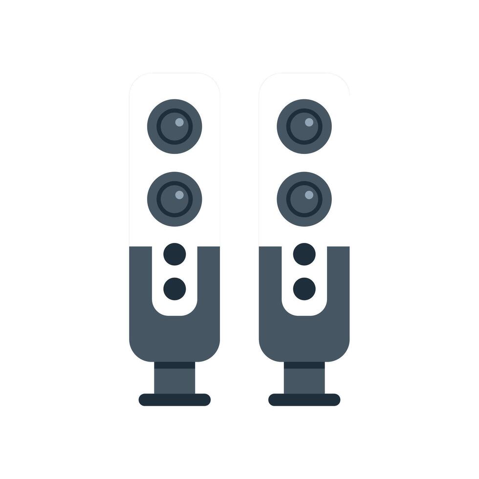 Pair of audio speakers standing on floor delivering high quality sound through multiple drivers vector