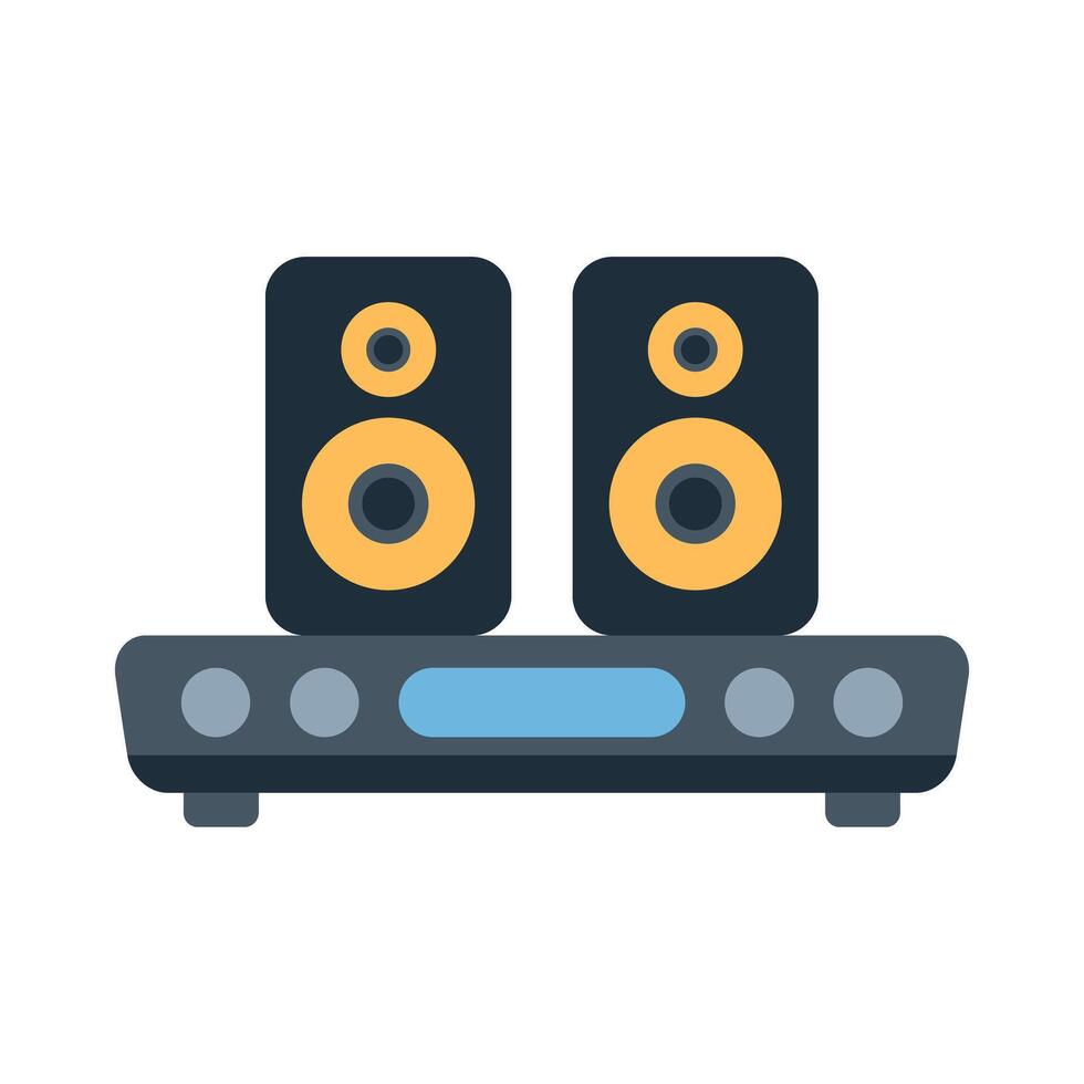 Music stereo system playing audio with two speakers vector